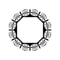 Elegant Floral Frame in Black and White on Neutral Background vector