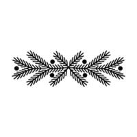 Minimalist Christmas Spruce Berries Border Element vector