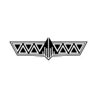 Geometric Winged Art Deco Emblem, Black White Element vector