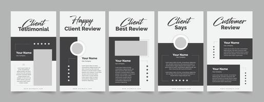 Black and White Client feedback template, Customer review banner design vector