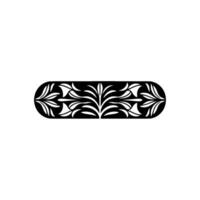 Minimalist Floral Pattern in Capsule Shape, Black and White vector