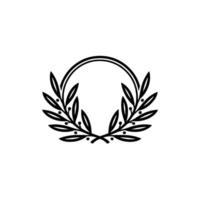 Minimalist Laurel Wreath , Black White, Elegant Emblem vector