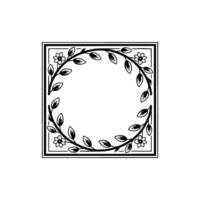 Elegant Floral Frame with Leaves and Flowers, Minimalist vector