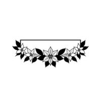 Monochrome Poinsettia Frame Elegant Floral Border For Christmas Holidays vector