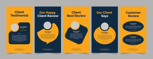 Modern client feedback template, Customer review banner layout design vector