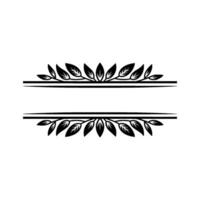 Black Leafy Border on White Minimalist vector