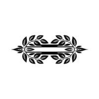Elegant Leafy Frame with Black Stripes, Minimalist vector
