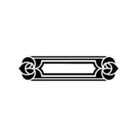 Black Floral Rectangle Frame on White, Minimalist vector