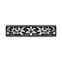 Black and White Floral Border Elegant Line Art Element vector