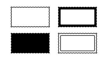 Border frame scallop edge rectangle shape. Wave scallop squiggle cute simple rectangle border set. Simple wavy squiggly line retro photo picture frame. vector