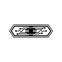 Minimalist Circuit Board Modern Tech on White. vector