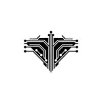 Minimalist Circuit Board on White Background. vector
