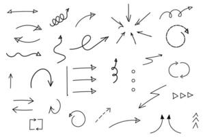 Set of Hand Drawn Arrow Sketch Doodle Style Illustration vector