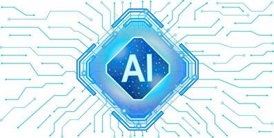 Elegant artificial intelligence chip icon vector