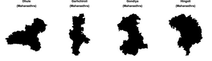 Dhule, Garhchiroli, Gondiya, Hingoli outline maps vector