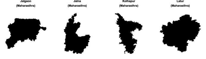 Jalgaon, Jalna, Kolhapur, Latur outline maps vector