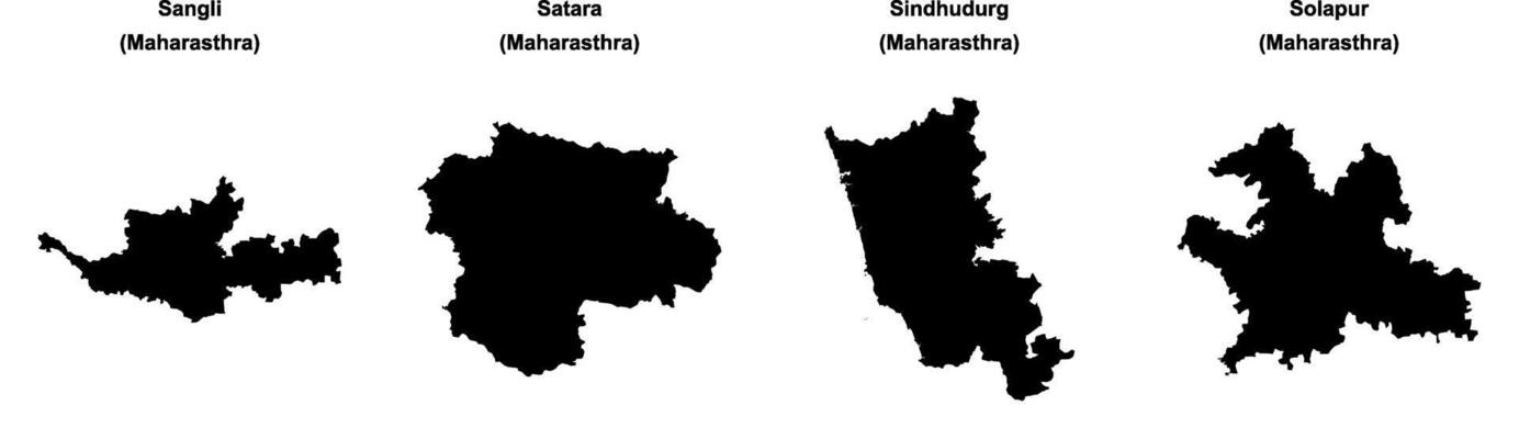 Sangli, Satara, Sindhudurg, Solapur outline maps