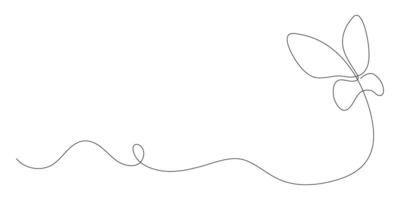One line drawing of a butterfly. Elegant flying moth in minimal linear style. Ideal for beauty, spa, wellness logos or dividers. Editable stroke. Doodle illustration. vector