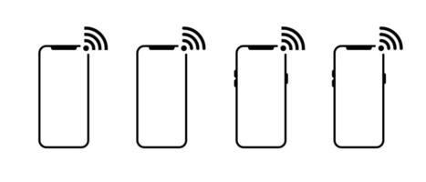 WIFI signal network with smartphone icon set. Mobile phone wireless connection sign symbol vector