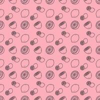 Lemon Slices and Whole Lemons on Pink Background vector