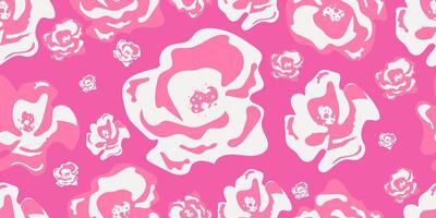 Abstract pink rose seamless pattern with vertical style. Modern foliage print design for fabric, textiles, clothing, packaging, cover, banner, home decor and backgrounds. vector