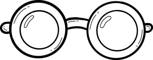 Hand drawn clothes and accessories outline doodle, Glasses with round lenses and a connecting bridge in minimalist style. vector