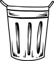Open Top Trash Can Line Art vector