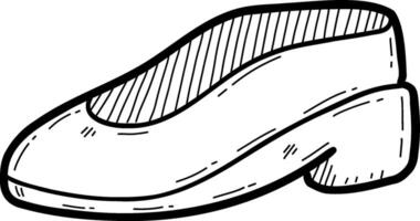 Hand drawn clothes and accessories outline doodle, Stylish hand-drawn flat shoe design illustration. vector