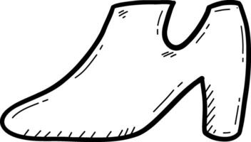 Hand drawn clothes and accessories outline doodle, Sleek, minimalist shoe sketch with a unique design. vector