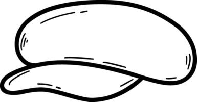 Hand drawn clothes and accessories outline doodle, Outline of a simple cap design. vector