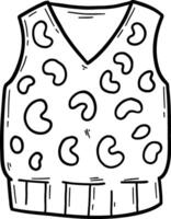 Hand drawn clothes and accessories outline doodle, Colorful patterned vest with playful design. vector
