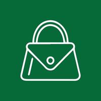 Elegant handbag illustration in white lines against a green backdrop vector