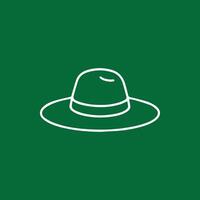 Stylish Summer Hat Icon Minimalist Design on Emerald Green Backdrop vector