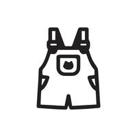 Adorable Baby Overalls Graphic Simple Charm in Black and White Design vector