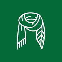 Elegant white scarf icon on forest green background design template vector