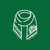 Elegant scarf design simple graphic line drawing on a green backdrop vector