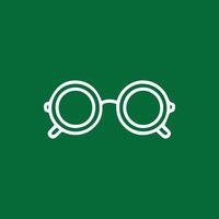 Stylish Eye Glasses Simple White Outline on a Emerald Green Background vector