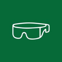 A Sleek White Outline Depicts Virtual Reality Glasses on Green Backdrop vector