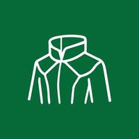 Simple White Outline of a Stylish Jacket Against Deep Green Backdrop vector