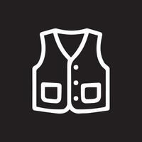Stylish white vest with pockets outlined against a black backdrop vector