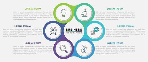 Business Infographic design template with 6 steps and icons vector