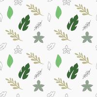 Tropical green leaves seamless pattern vector