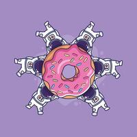cute Astronauts with donut pop art illustration graphic design. vector