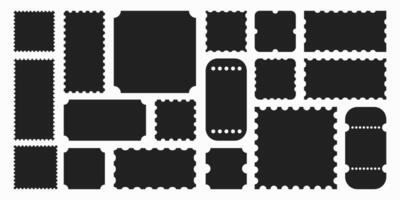 Tickets and coupons, set of empty stickers in retro and vintage elegant style, frames and borders with ticket stabbing. illustration. vector