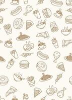 Fast food seamless pattern background vector