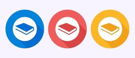 Book icon illustration, book sign symbol in shadow button design vector