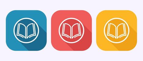 Book icon, book sign symbol in shadow button design vector