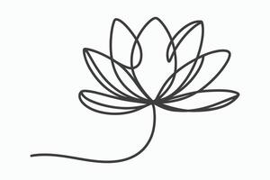 Single line drawing of a simple lotus flower vector