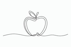 Single line drawing of an apple fruit minimalist design vector