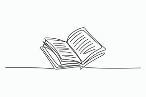 Single line drawing of an open book vector